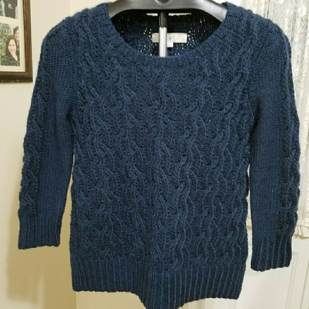 Ann Taylor Blue Wool Blend Knit Sweater